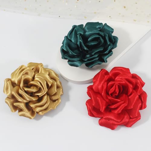 Image of 4.3 inch Red Rose Hair Clip Large Flower Brooches for Women | Charming Flowers Pins for Clothes | Turn Heads with Stylish Rose Hair Clip Flower Brooch Pin for Clothes & Clips for Woman