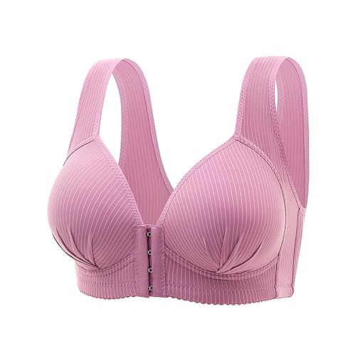Botón Frontal para Mujer, Delgado, sin Anillo de, Pecho Grande con colección pequeña, Sujetador a con Pecho Lateral Sujetador Up Relleno Y Tanga Sujetador Copa D con (Purple, F)