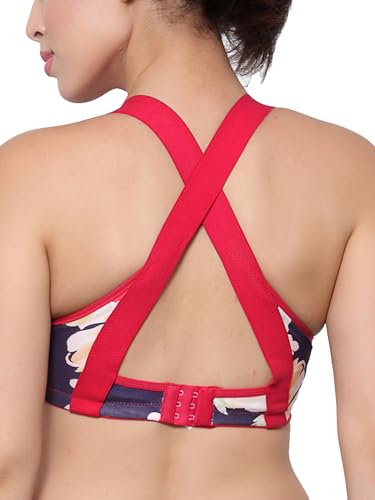 Image of Inner Sense Sports Bra for Women Made with Organic Cotton and Bamboo I Adjustable Padded Bra for Women with Cross Back Strap I Wire Free Medium Impact Innerwear
