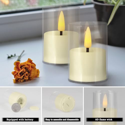Image of 12-Pack Ivory Flameless LED Tea Light Candles with Clear Acrylic Holders & Remote, Flickering Battery Operated Tea Lights with 2 /4 /6 /8 Hour Timer for Weddings, Home Decor, Parties & Centerpieces