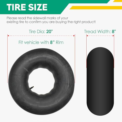 QsEzDo TR87 Innenschlauch mit geradem TR13-Ventilschaft für Rasenmäher, Traktor, Golfwagen und mehr (20 x 8,00-8 TR13)