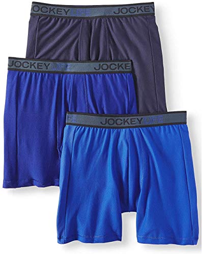 Jockey Life Breathe 3-Pack Men's Breathable Mesh Stretch Long-Leg Boxer Briefs - Assorted (S)
