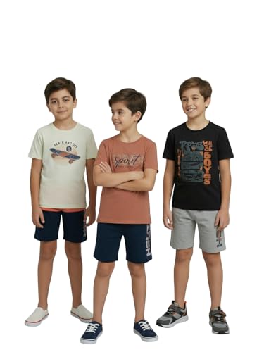 Image of HELLCAT Boys Dress Clothing Set Combo with Tshirts & Shorts - Pack 3
