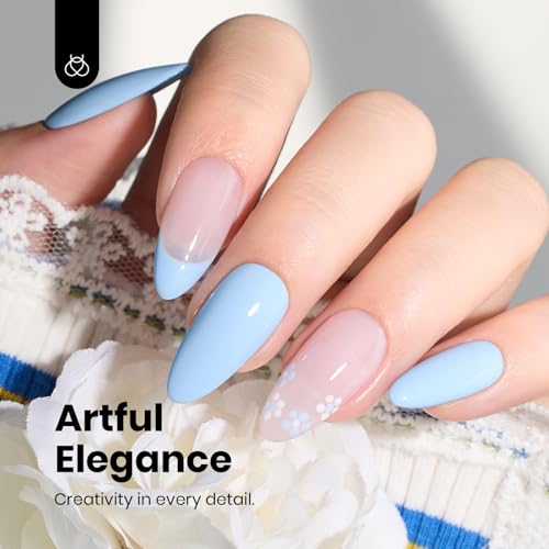 Image of Beetles Light Blue Gel Nail Polish - HEMA-Free Pastel Baby Blue Gel Polish, 8ML /0.27Fl Oz Soak Off UV LED Lamp Pastel Nails Art, Long-Lasting Manicure Salon DIY Home Bright Summer Nails