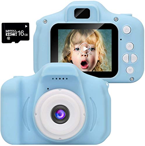 Kids Digital Video Camera for Boys Age 3-8, Mini Blue Rechargeable Children Camera