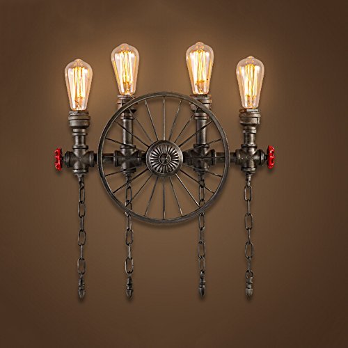 Preisvergleich Produktbild HOMEE Kronleuchter-Schmiedeeisen Getriebe Wasserleitungen Wandleuchten Arbeitszimmer Schlafzimmer Bar Wohnzimmer E27 Lichtquelle 2 Kopf und 4 Kopf,4 Kopf