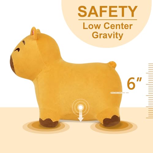 Bouncy Pals Capybara Hopping Horse, Toddler Boy Girls Inflatable Bouncing Animal Hopper, Kids Outdoor Jumping Toy, Indoor Plush Ride on Bouncer, Birthday Gifts for 18 24 Months 2 3 4 5 Year Old Child