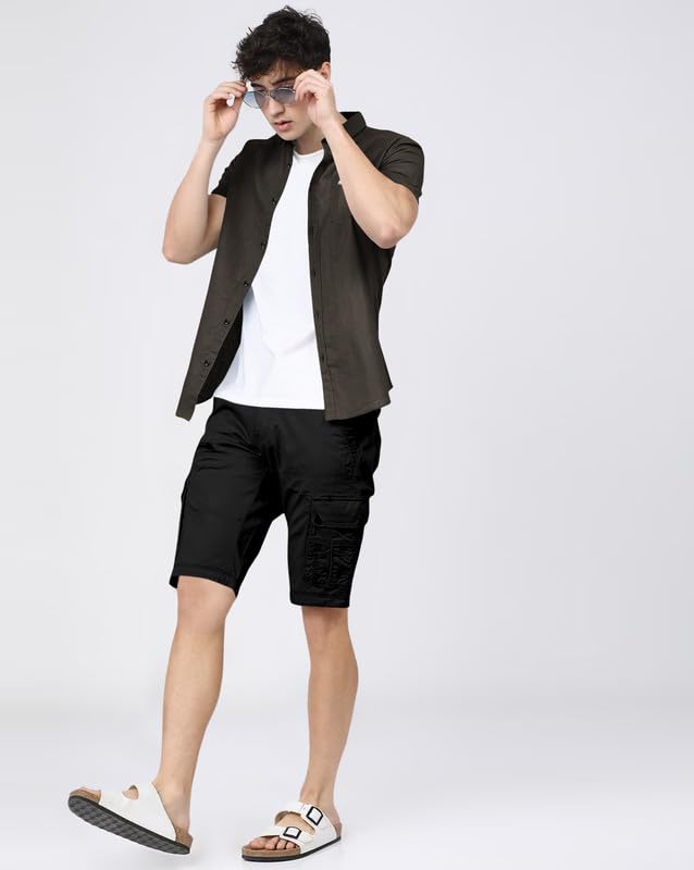 Image of BRUCEWANE Men's 100% Cotton Half Sleeve Shirt