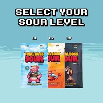 Final Boss Holiday Sour Candy, Sour Blueberries, 10 Pack, Level 1, Fruit Chews with Real Dried Fruit, No Artificial Colors or Flavors, Low Calorie Snack for Kids, Teens, Adults, Lunch Boxes