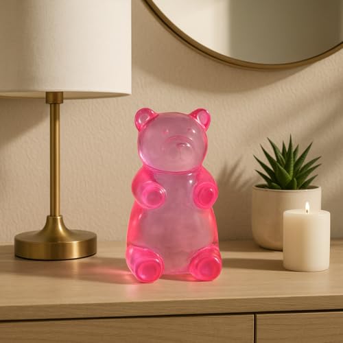 Ornamento Estatuilla Transparente de Oso de Goma Rosa 7" miniatura 3