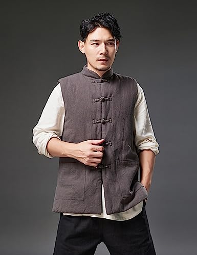 Ystylee Men's Winter Warm Outdoor Padded Vest Thick Quilted Chinese Tang Suit Sleeveless Jacket Outwear2