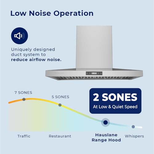 Image of Hauslane 30 inch Wall Mount Range Hood Low Noise Performance Contemporary Design, Full-Size Handle Professional-Grade Baffle Filters, LED Lamps, Stainless Steel Chef Series WM-540 Ducted or Ductless
