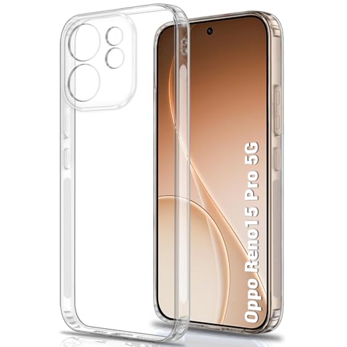 Image of TheGiftKart Back Cover Soft Case for Oppo Reno 15 Pro 5G | Best Camera Protection | Inbuilt Dust Plugs & Anti-Slip Grip | Ultra Clear Slim Back Cover for Oppo Reno15 Pro 5G (Silicone, Transparent)