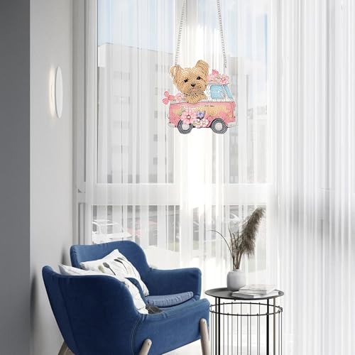 Image of AiYuanzsh Yorkshire Terrier Dog Diamond Art Hanging Kit for Adults, Special Shaped Crystal DIY Acrylic Diamond Painting Sun Catcher, Window Pendant Craft Home Decor Gift for Dog Lovers