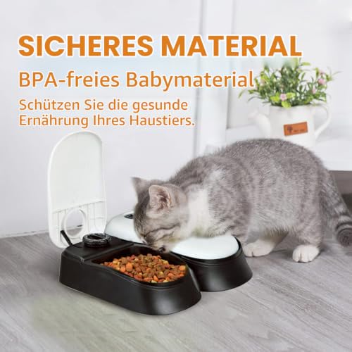 PAWISE Futterautomat Katze Nassfutter - Batteriebetriebener Katzenfutter Automat mit Timer für 48-Stunden-Planung, Einfache Handhabung, Gesundheit und Sicherheit durch Ice Pack