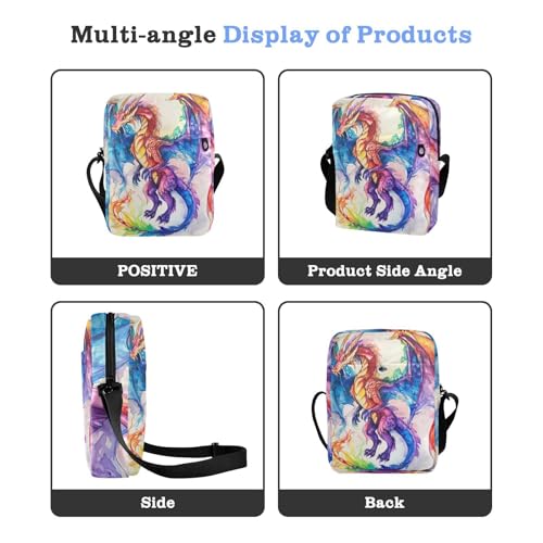 Crossbody Bag Colorful Rainbow Dragon Messenger Bag for Women Men Purse Shoulder Bag Satchel Bag with Adjustable Strap 202b60074