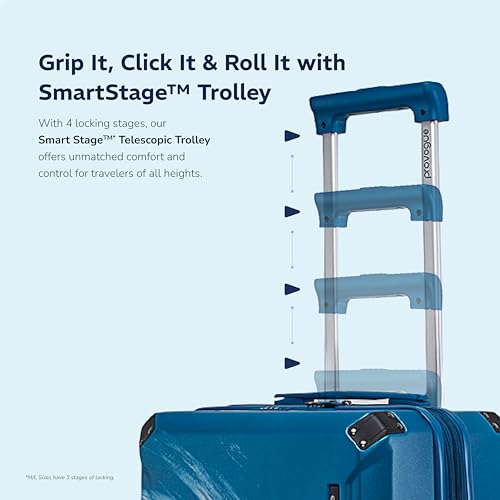 Image of Provogue Wave Hard-Sided PC 65 Cm Trolley Bags for Travel Medium Size | Expandable Luggage Suitcase with 8 Wheels | TSA Lock | 5 Year Warranty (Admiral Blue)