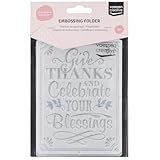 Vaessen Creative Prägeschablone Give Thanks Celebrate 14,6 x 10,7 cm – Embossing Folder für Karten Basteln, Scrapbooking, Journaling – Wiederverwendbar, Präzise Ergebnisse, Für Stanzmaschinen