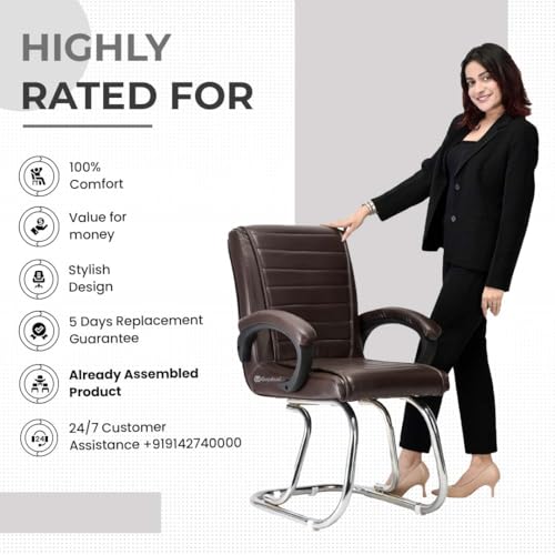 GOYALSON Stainless Steel Home Exclusive Visitor Study Reception Office Guest Seating Solution Chair with arm Rest and Heavy Frame with Cushioned... - Image 7
