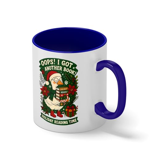 Holiday Reading – Book Lovers Goose Blanc tasse de café avec le bleu et poignée Rim Mug