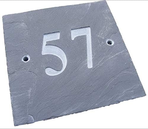 NATURAL GREY SLATE SQUARE HOUSE DOOR NUMBER 6" x 6" DEEPLY ENGRAVED NATURAL SURFACE SIGN PLAQUE HOUSE WARMING GIFT