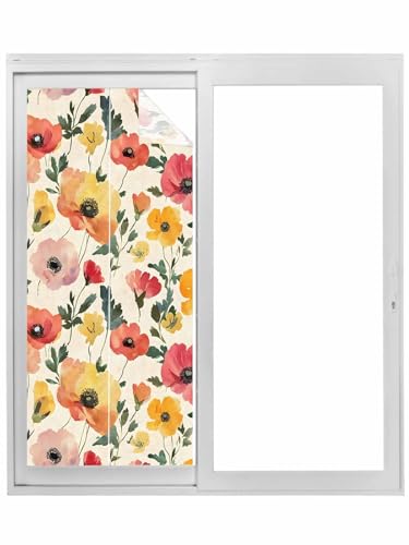 Vinilo decorativo para ventana privacidad, rojo y amarillo, 18x39in miniatura 1