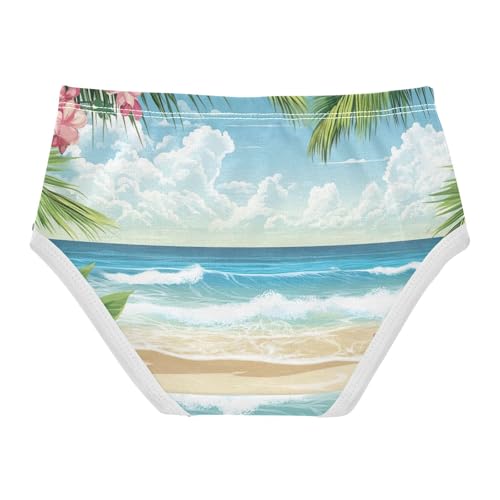 Toddler Girl Briefs, Beach Palm Trees Girls Underwear Cotton, 2T–8 Years2