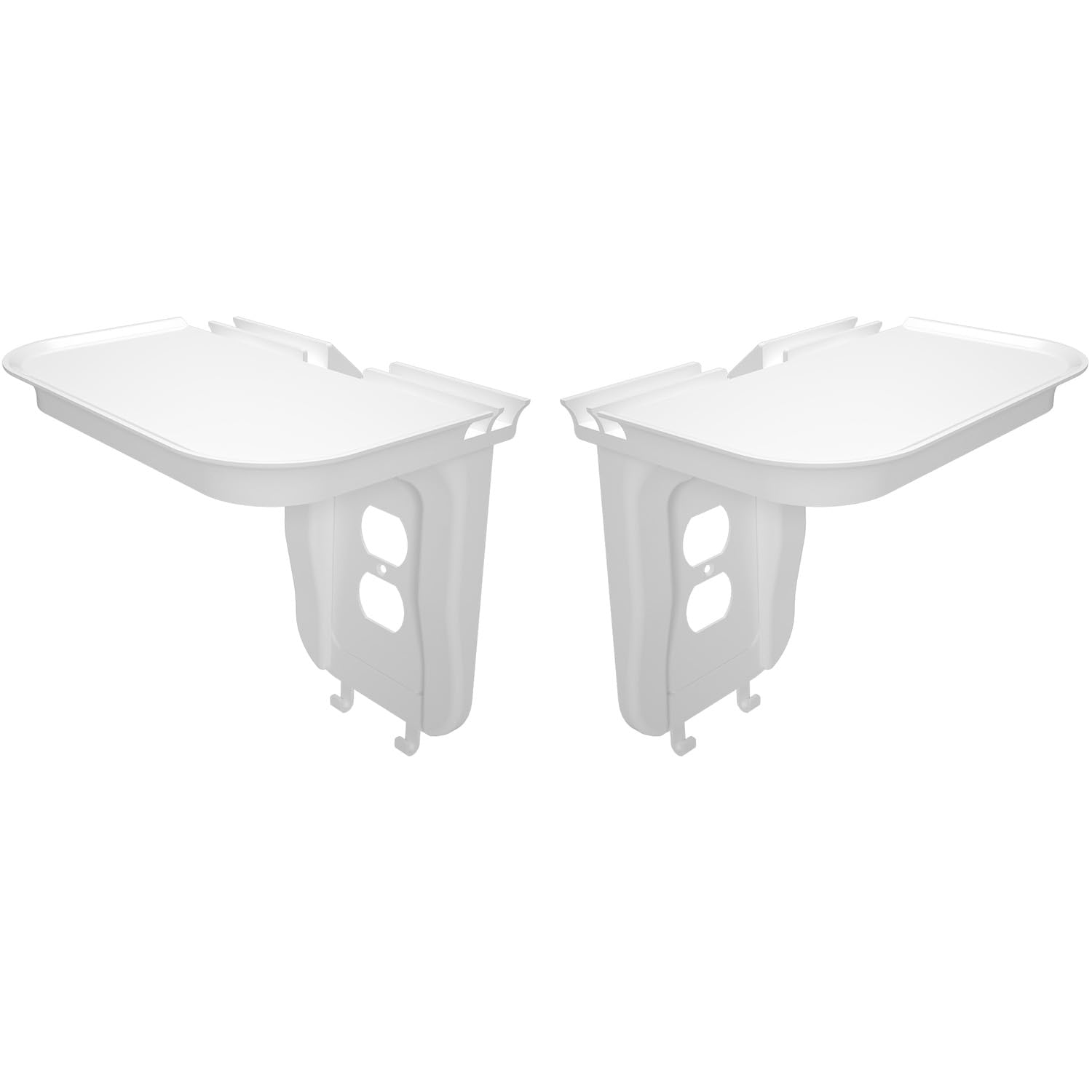 suptek Large Wall Outlet Shelf 2 Pack,Home Wall Shelf Organizer for Outlets,for Bathroom Kitchen,Bedrooms,Ideal for Cell Phone Speaker up to 20lbs,Cable Management and Detachable Hooks,Black(S3XLW2)