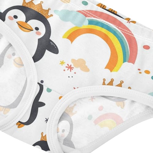 Wusikd Cute Penguins Girls' Underwear Cotton Crown Rainbows Girls Briefs Soft Toddler Underwear 2T4