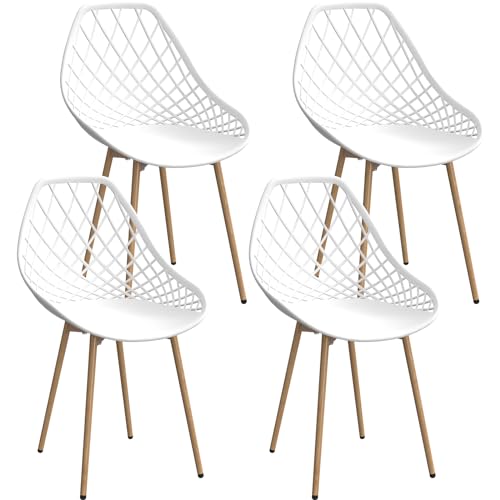 JIJIAN Juego de 4 sillas de Comedor con Patas de Metal, sillas Cocina,sillas Salon,Silla nordica,Respaldo Curvado y diseño Recortado,para Sala de Estar, Dormitorio, Cocina o Comedor