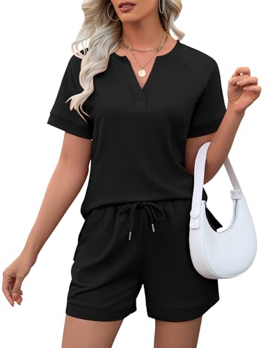 Image of LOMON Womens Two Piece Sets Summer Lounge Sets Sweatsuit Shorts Set Casual Matching Sets