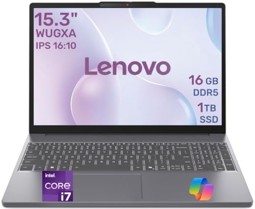 Image of Lenovo IdeaPad Slim 3 Laptop, Intel Core i7 (10-Core), 15.3 inch WUXGA Display 1920x1200, 16GB RAM, 1TB PCIe SSD, Wi-Fi 6, Windows 11, Numeric Keypad, Copilot AI, Business & Home Office Laptop