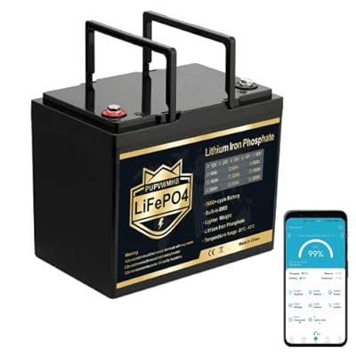 PUPVWMHB 12V 100Ah LiFePO4 Lithium Battery, Bluetooth Lithium Battery,100A BMS,Up to 15000 Cycles, Max.1280Wh Energy with 10 Years Lifetime Low Temp Cut Off, Perfect for RV, Solar, Trolling Motor