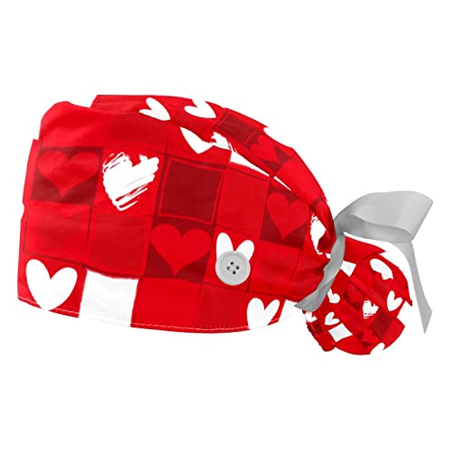 Chapeaux bouffants JDEZ (lot de 2) avec motif d'amour et casquettes de travail ajustables