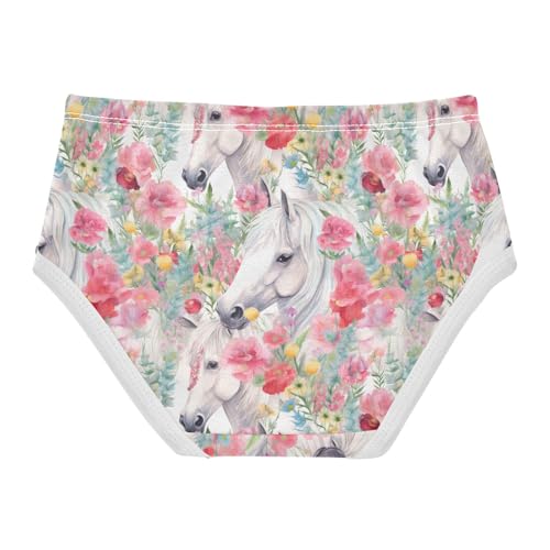 White Horse Pink Flower Toddler Girls's Underwear 2T 202b30182