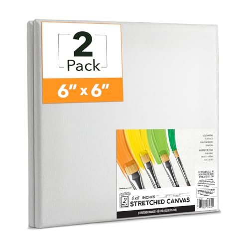 ArtSkills Stretched Canvas for Painting, 6x6 Canvas, 2-Pack Framed