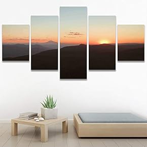 SIGNWIN 5 Panel Canvas Wall Art Sunset in...