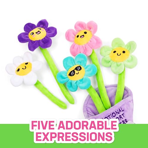 Image of WHAT DO YOU MEME? Emotional Support Flowers by Relatable, Cuddly Stuffed Animals and Plushies Set, Includes 5 Flower Plush Toys with Carrying Basket, Cute Stuff & Graduation Gift Ideas