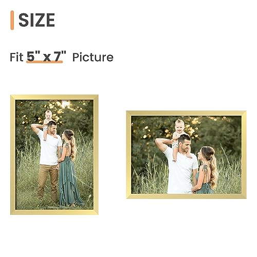 Image of upsimples 5x7 Picture Frame Glass, Thin Border, Gold Photo Frames, 3 Pack | Gold Frames, Fit 5 x 7 Photos, Wall and Tabletop Display, Home Decor for Mother's Day, Wedding and Christmas