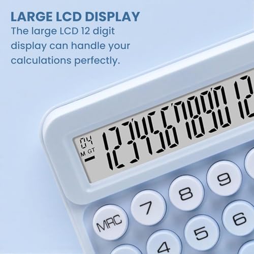 Image of CandyPop Desktop Calculator - Dual Power Solar & Battery with Retro Two-Tier Design & Large Candy Buttons 12-Digit LCD Display (Mint Green)
