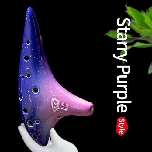 Image of inchOcean Notes inch 12 Hole Sweet Potato Ocarina Graceful Shape Pottery Ocarina in Alto C (Starry Purple)