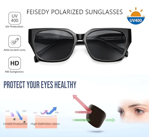 FEISEDY Square Fashion Sunglasses for Men Women Trendy Chunky Rectangle Sun Glasses Designer Style Shades B0107 5
