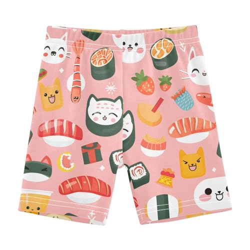 ALAZA Toddler Kids Girls Dance Shorts Biker Shorts Casual Clothes Cat Sushi Japanese Size 4