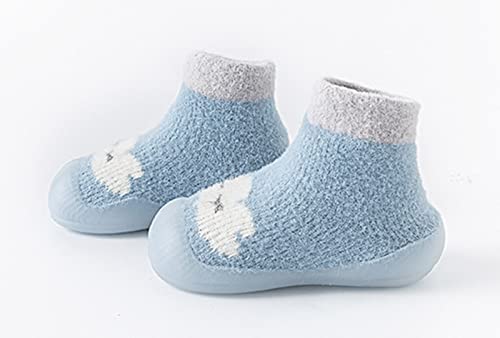 Baby Sock Shoes Toddler Kids Infant Newborn Boys Girls Shoes First Walkers Cute Cartoon Warm Thickened White Shoes B4
