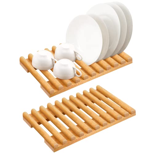 ILOT Solid Wood Kitchen Dish Drying Rack 10 Slots Plate