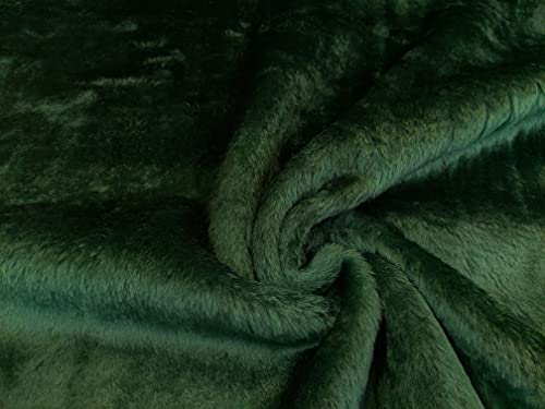 Tissu fausse fourrure d'ours vert bouteille aspect peluche rase de qualité supérieure en 5m