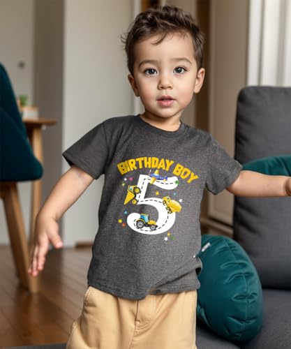 2-6 Years Boys Birthday Shirts Toddler Bday Construction Graphic Cotton Short Sleeve T-Shirt2