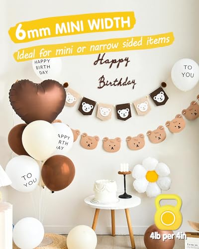 Caianwin 6mm Breites Mini Doppelseitiges Klebeband, Extra Stark Double Sided Tape, Transparentes Nano Tape Ablösbar für Dekoration, Ornamente, Fotowände(2 Rollen à 3 m, 6m Gesamt)