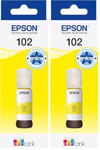 Epson EcoTank 102 Yellow Genuine Ink Bottle, Pack of 2