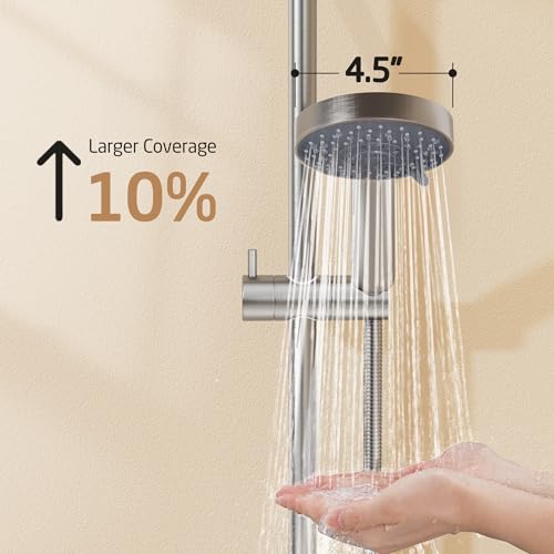 KES 18/8 Stainless Steel Shower Slide Bar 30-Inch with Adjustable Handheld Shower Head and 59-Inch Hose, 5-Function Hand Shower with Wall Mount Shower Slide Bar Set, Brushed Finish F209S78-BS+P501B-BN by KES - Image 6